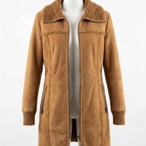 Cherry LA Women's Brown Genuine Leather Suede Teddy Jacket